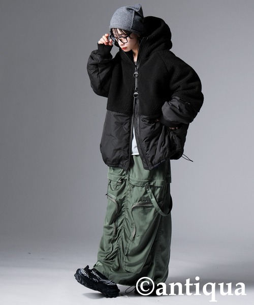 セール】異素材切替中綿ショートコート（その他アウター）｜antiqua