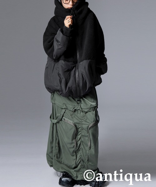 セール】異素材切替中綿ショートコート（その他アウター）｜antiqua