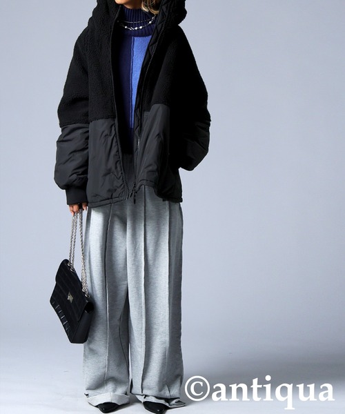 異素材切替中綿ショートコート（その他アウター）｜antiqua