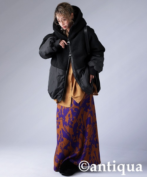 セール】異素材切替中綿ショートコート（その他アウター）｜antiqua