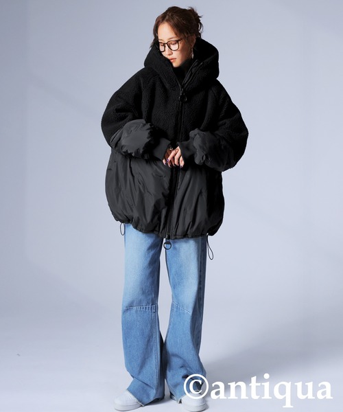 セール】異素材切替中綿ショートコート（その他アウター）｜antiqua