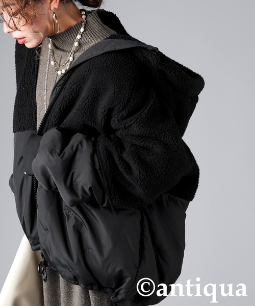 異素材切替中綿ショートコート（その他アウター）｜antiqua