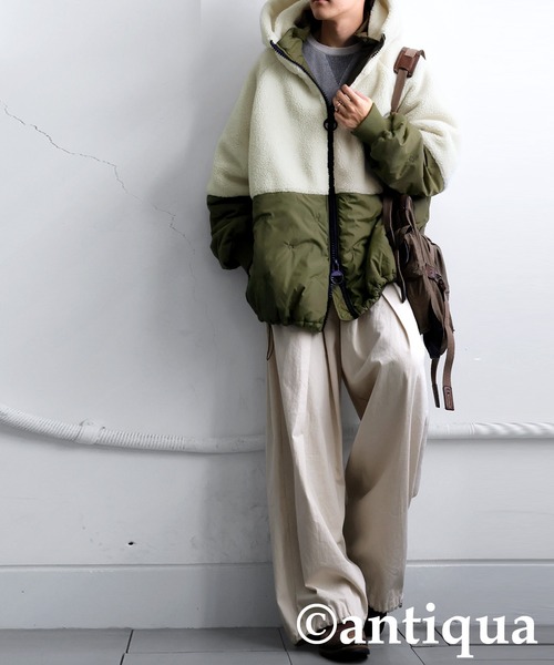 異素材切替中綿ショートコート（その他アウター）｜antiqua