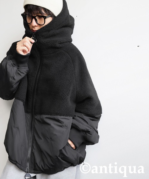 異素材切替中綿ショートコート（その他アウター）｜antiqua