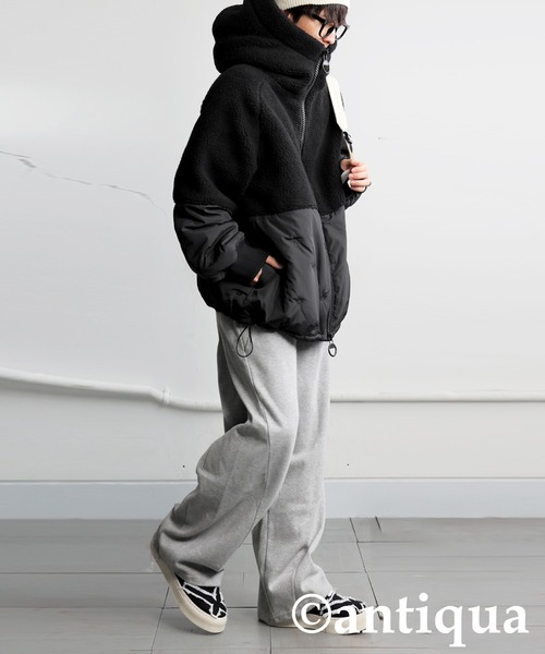 異素材切替中綿ショートコート（その他アウター）｜antiqua