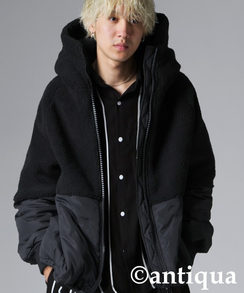 異素材切替中綿ショートコート（その他アウター）｜antiqua