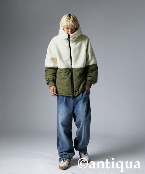 異素材切替中綿ショートコート（その他アウター）｜antiqua