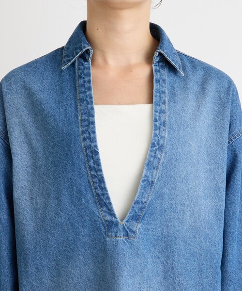 RIVE DROITE(リヴドロワ)の「【MONN.:.(モン)】スキッパーデニムシャツ(シャツ/ブラウス・レディース・ブルー/ベージュ・FREE)」の14枚目の写真