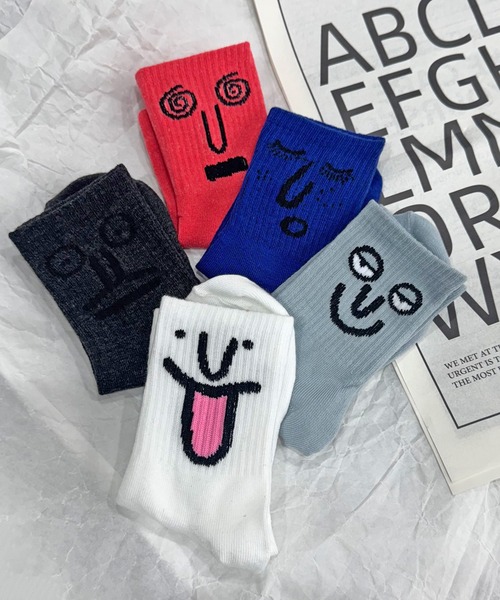 NOLITA LABORATORY（ノリータラボラトリー）の「【 NOLITA / ノリータ 】5足セット ソックス レディース メンズ ユニセックス おもしろ 顔イラスト 靴下 22-25cm（ソックス/靴下・レディース・イエロー系その他/レッド系その他/ブラウン系その他/ブルー系その他/グレー系その他・FREE）」の5枚目の写真