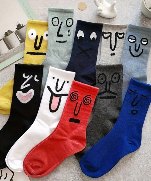 NOLITA LABORATORY（ノリータラボラトリー）の「【 NOLITA / ノリータ 】5足セット ソックス レディース メンズ ユニセックス おもしろ 顔イラスト 靴下 22-25cm（ソックス/靴下・レディース・イエロー系その他/レッド系その他/ブラウン系その他/ブルー系その他/グレー系その他・FREE）」の12枚目の写真