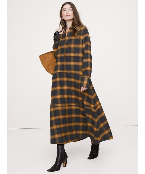 Banana Republic(バナナリパブリック)の「コットン トラペーズ シャツドレス(ワンピース・レディース・ベージュ/ネイビー/グリーン・S/XS/L/M)」の2枚目の写真