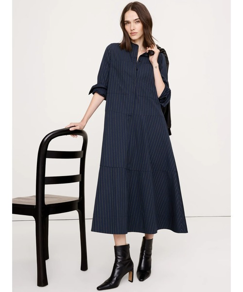 Banana Republic(バナナリパブリック)の「コットン トラペーズ シャツドレス(ワンピース・レディース・ベージュ/ネイビー/グリーン・S/XS/L/M)」の1枚目の写真