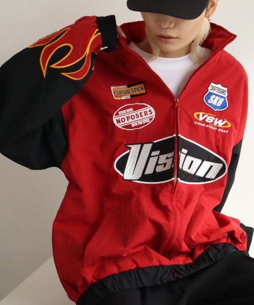 VISION STREET WEAR(ヴィジョンストリートウェア)の「【VISION STREET WEAR/ヴィジョンストリートウェア】 ナイロン レーシングジャケット(ナイロンジャケット・メンズ・アイボリー/ブラック/ブルー/レッド・M/LL/L)」の4枚目の写真