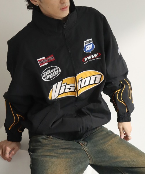 VISION STREET WEAR(ヴィジョンストリートウェア)の「【VISION STREET WEAR/ヴィジョンストリートウェア】 ナイロン レーシングジャケット(ナイロンジャケット・メンズ・アイボリー/ブラック/ブルー/レッド・M/LL/L)」の18枚目の写真