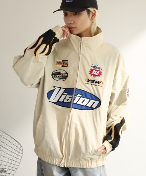 VISION STREET WEAR(ヴィジョンストリートウェア)の「【VISION STREET WEAR/ヴィジョンストリートウェア】 ナイロン レーシングジャケット(ナイロンジャケット・メンズ・アイボリー/ブラック/ブルー/レッド・M/LL/L)」の5枚目の写真