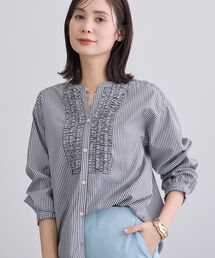 INDIVI（インディヴィ）の「【洗える】胸元タックフリル長袖ブラウス（シャツ/ブラウス）」