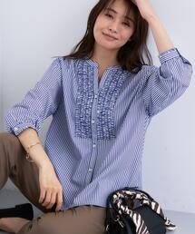 INDIVI（インディヴィ）の「【洗える】胸元タックフリル長袖ブラウス（シャツ/ブラウス）」