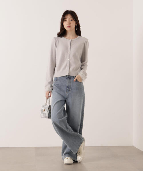 PROPORTION BODY DRESSING(プロポーションボディドレッシング)の「部分フェザースリーブニットカーディガン / 1215274100(カーディガン/ボレロ・レディース・グレー/ブラウン系その他/ホワイト系その他・FREE)」の6枚目の写真