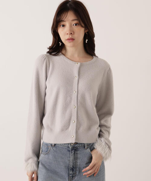 PROPORTION BODY DRESSING(プロポーションボディドレッシング)の「部分フェザースリーブニットカーディガン / 1215274100(カーディガン/ボレロ・レディース・グレー/ブラウン系その他/ホワイト系その他・FREE)」の1枚目の写真