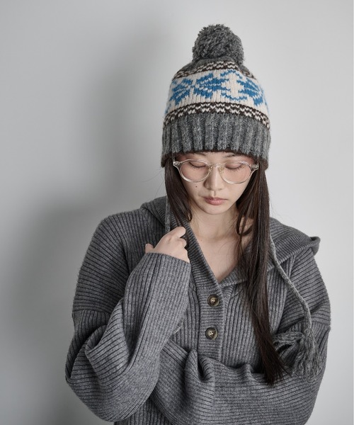 THE YOn（ザヨン）の「ノルディックニットキャップ（ニットキャップ/ビーニー・レディース・グレー/アイボリー・FREE）」の3枚目の写真