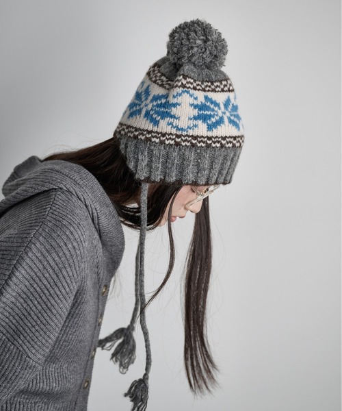 THE YOn（ザヨン）の「ノルディックニットキャップ（ニットキャップ/ビーニー・レディース・グレー/アイボリー・FREE）」の6枚目の写真