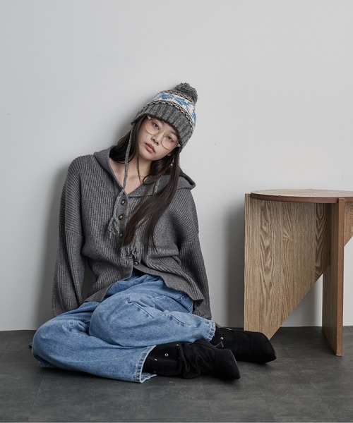 THE YOn（ザヨン）の「ノルディックニットキャップ（ニットキャップ/ビーニー・レディース・グレー/アイボリー・FREE）」の11枚目の写真