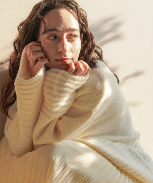 Bou Jeloud（ブージュルード）の「立体ボーダーニット（ニット/セーター・レディース・ブラウン/オフホワイト/グレー・FREE）」の13枚目の写真