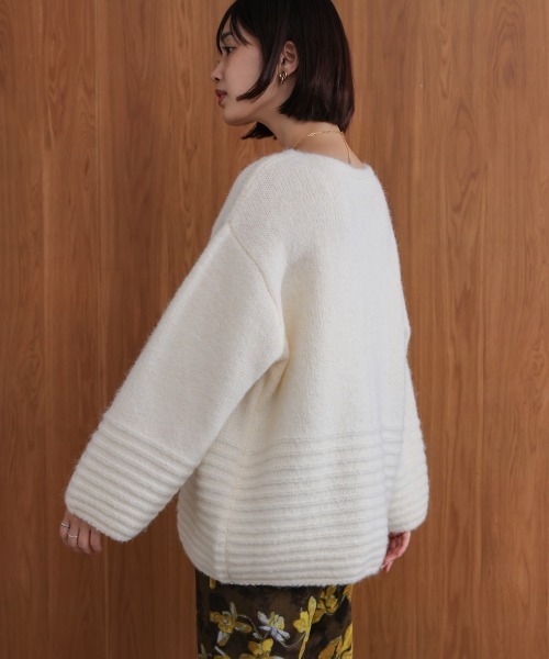 Bou Jeloud（ブージュルード）の「立体ボーダーニット（ニット/セーター・レディース・ブラウン/オフホワイト/グレー・FREE）」の5枚目の写真