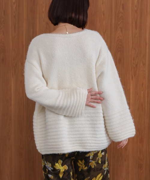 Bou Jeloud（ブージュルード）の「立体ボーダーニット（ニット/セーター・レディース・ブラウン/オフホワイト/グレー・FREE）」の8枚目の写真