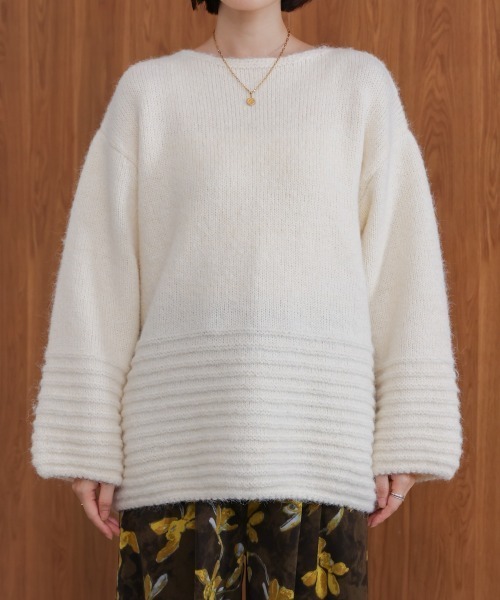 Bou Jeloud（ブージュルード）の「立体ボーダーニット（ニット/セーター・レディース・ブラウン/オフホワイト/グレー・FREE）」の10枚目の写真