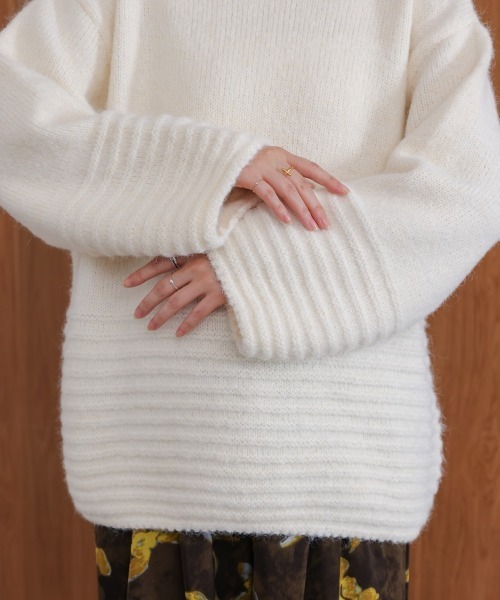 Bou Jeloud（ブージュルード）の「立体ボーダーニット（ニット/セーター・レディース・ブラウン/オフホワイト/グレー・FREE）」の11枚目の写真