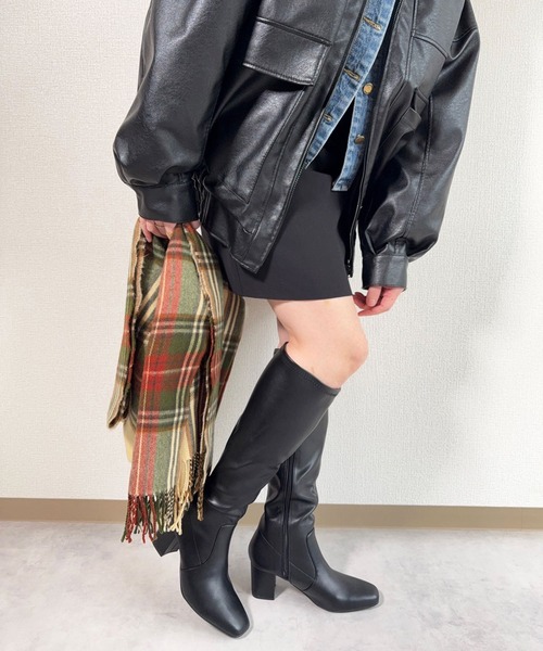 lus.（ラスドット）の「lus. スクエアトゥストレッチロングブーツ（ブーツ・レディース・ブラック系その他/ブラック/ダークブラウン・LL/M/S/L）」の15枚目の写真