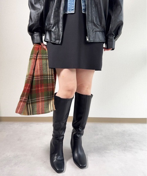 lus.（ラスドット）の「lus. スクエアトゥストレッチロングブーツ（ブーツ・レディース・ブラック系その他/ブラック/ダークブラウン・LL/M/S/L）」の14枚目の写真