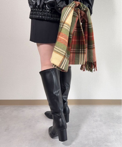 lus.（ラスドット）の「lus. スクエアトゥストレッチロングブーツ（ブーツ・レディース・ブラック系その他/ブラック/ダークブラウン・LL/M/S/L）」の16枚目の写真