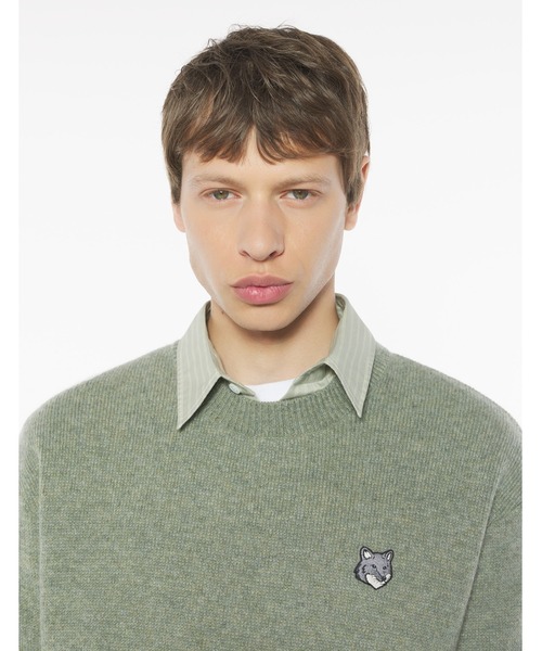 Maison Kitsune（メゾンキツネ）の「FOX HEAD MILANO LAMBSWOOL JUMPER（ニット/セーター・メンズ・モスグリーン/ベージュ/ネイビー・XS/S/M/L/XL）」の2枚目の写真