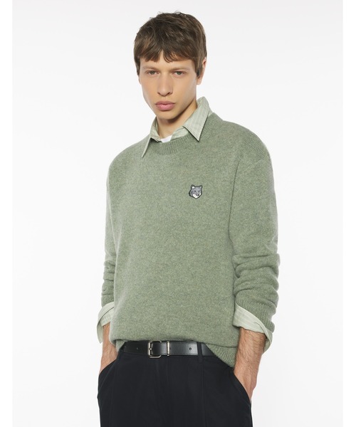 Maison Kitsune（メゾンキツネ）の「FOX HEAD MILANO LAMBSWOOL JUMPER（ニット/セーター・メンズ・モスグリーン/ベージュ/ネイビー・XS/S/M/L/XL）」の6枚目の写真