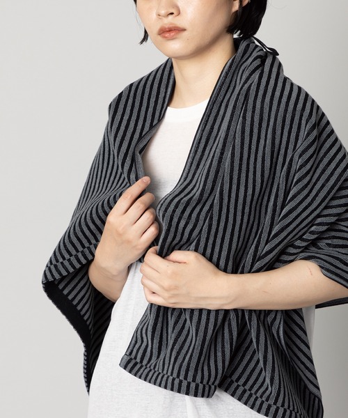 みっちりやわらか 黒×グレー ストライプ 超長綿使用 バスタオル