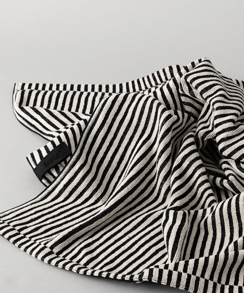 みっちりやわらか 黒×グレー ストライプ 超長綿使用 バスタオル