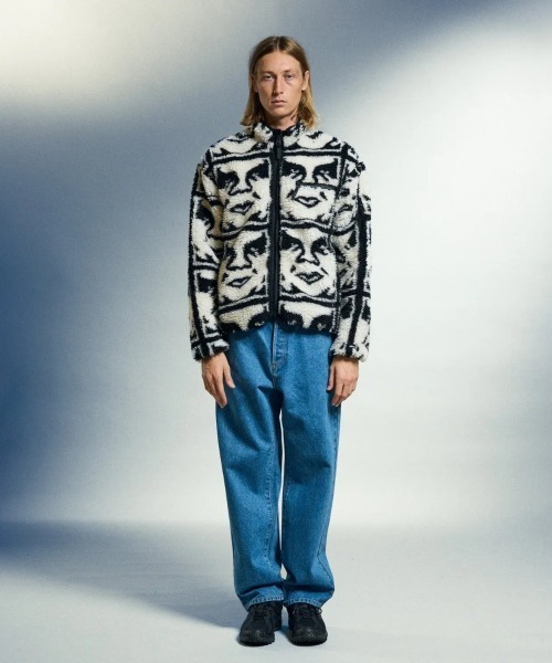 OBEY（オベイ）の「OBEY REPEATED ICON SHERPA JACKET（オベイ リピーテッド アイコン シェルパ ジャケット）（ブルゾン・メンズ・ブラック系・SMALL/MEDIUM/X-LARGE/LARGE）」の5枚目の写真