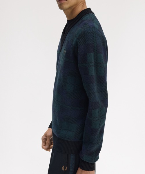 FRED PERRY（フレッドペリー）の「Black Watch Tartan Jumper／ブラックウォッチタータンチェックニット（ニット/セーター・メンズ・グリーン・L/M/S）」の3枚目の写真