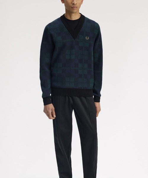 FRED PERRY（フレッドペリー）の「Black Watch Tartan Jumper／ブラックウォッチタータンチェックニット（ニット/セーター・メンズ・グリーン・L/M/S）」の2枚目の写真