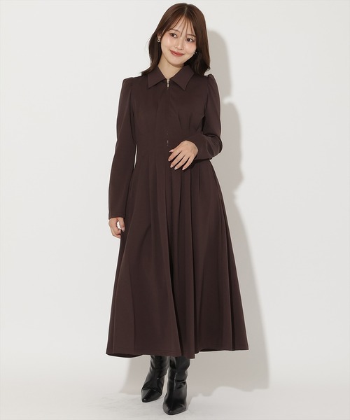 AND COUTURE(アンドクチュール)の「センターZIPワンピース(ワンピース・レディース・ダークブラウン/ブルー/レッド・FREE)」の2枚目の写真