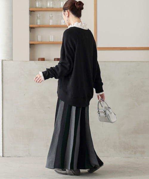 n'OrLABEL(ノアールレーベル)の「配色ニットプリーツスカート(スカート・レディース・グリーン/ボルドー・1/2)」の20枚目の写真