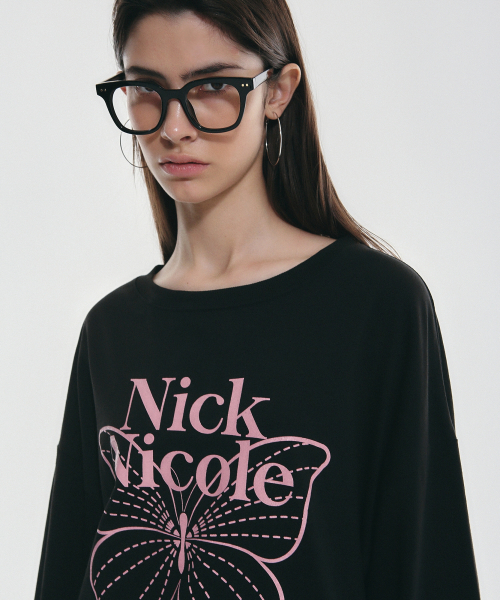 NICK&NICOLE(ニックアンドニコール)の「BUTTERFLY SIGNATURE LS TOP_BLACK PINK(Tシャツ/カットソー・レディース・その他・FREE)」の2枚目の写真
