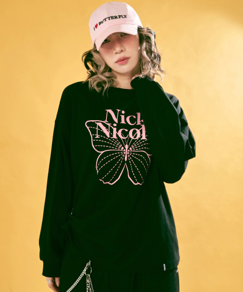 NICK&NICOLE(ニックアンドニコール)の「BUTTERFLY SIGNATURE LS TOP_BLACK PINK(Tシャツ/カットソー・レディース・その他・FREE)」の4枚目の写真