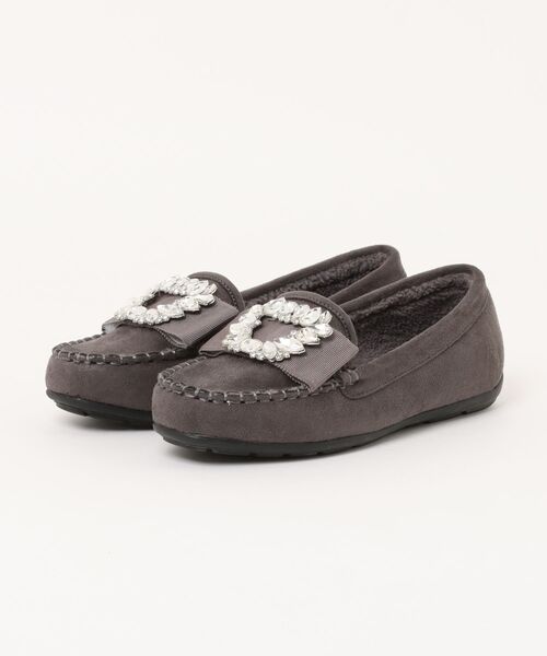 Bridget Birkin(ブリジットバーキン)の「【Bridget Birkin】スクエアビジューモカシンシューズ(51608B)(モカシン/デッキシューズ・レディース・ベージュ/グレー/ブラック・23.5/24/23)」の3枚目の写真