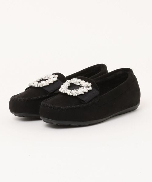 Bridget Birkin(ブリジットバーキン)の「【Bridget Birkin】スクエアビジューモカシンシューズ(51608B)(モカシン/デッキシューズ・レディース・ベージュ/グレー/ブラック・23.5/24/23)」の2枚目の写真