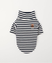 moncheri（モンシェリ）の「保温ボーダーくまさん刺繍ハイネックトップス（ペットウェア）」