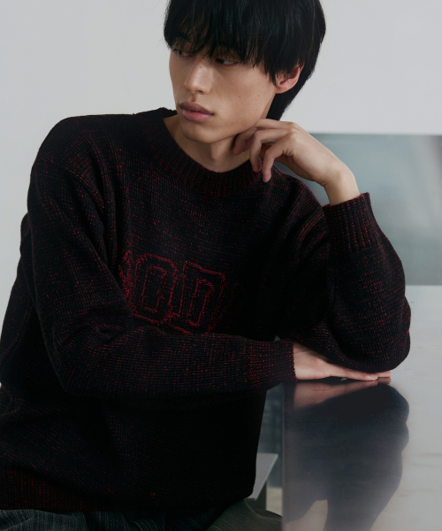 NODU（ノードユー）の「ロゴリングラウンドニット[ダークレッド]（ニット/セーター・メンズ・その他・MEDIUM/LARGE）」の2枚目の写真
