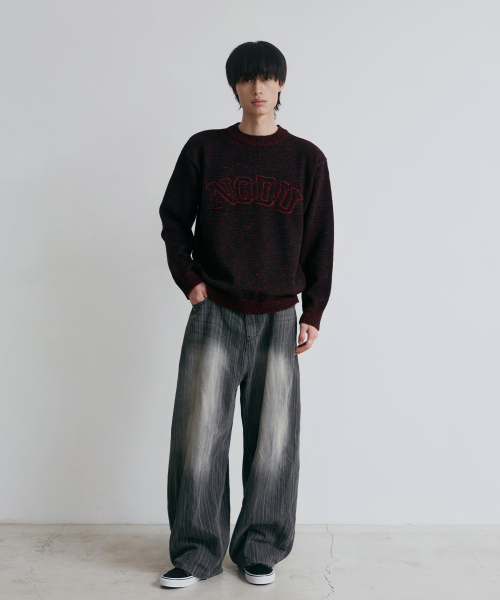NODU（ノードユー）の「ロゴリングラウンドニット[ダークレッド]（ニット/セーター・メンズ・その他・MEDIUM/LARGE）」の3枚目の写真